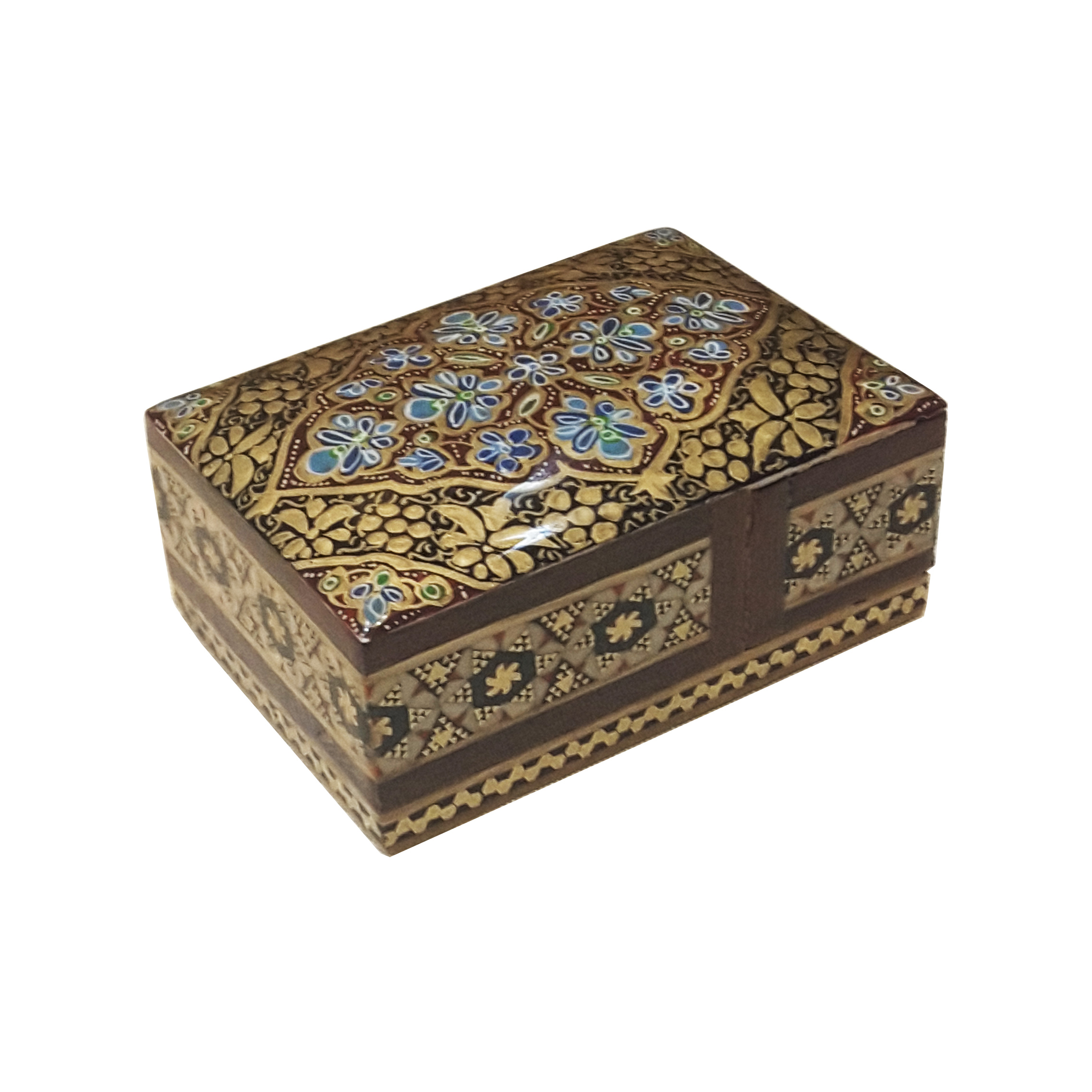 Persian crafts Jewelry mini box with eslimi painting 7 cm Taha